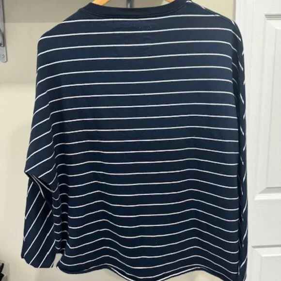 FRANK & EILEEN Tee Lab Long Sleeve Striped Top Navy Blue & White - Picture 3 of 4